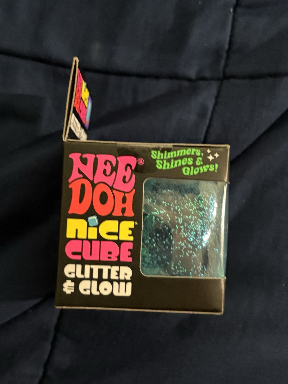 NeeDoh Blue Nice Cube Glitter and Glow Nee Doh Squishy New Never Opened & Sealed