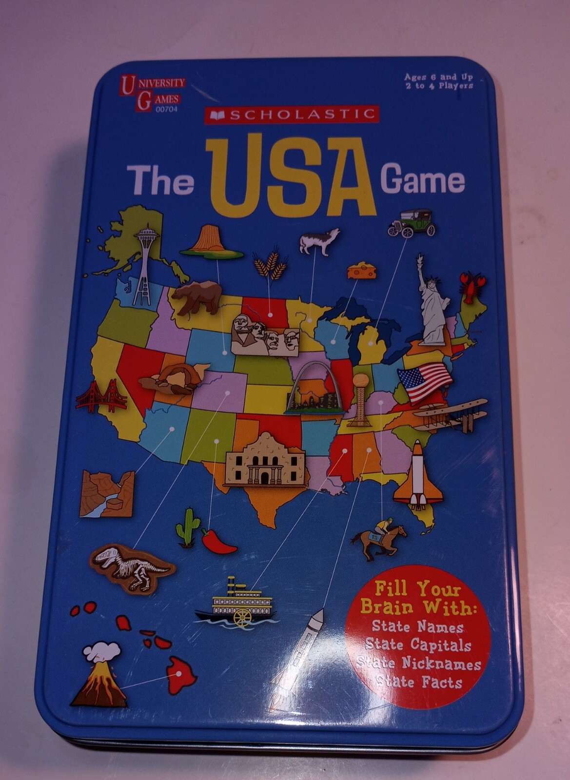 Scholastic The USA Game New In Tin University Games Educational Learn The States