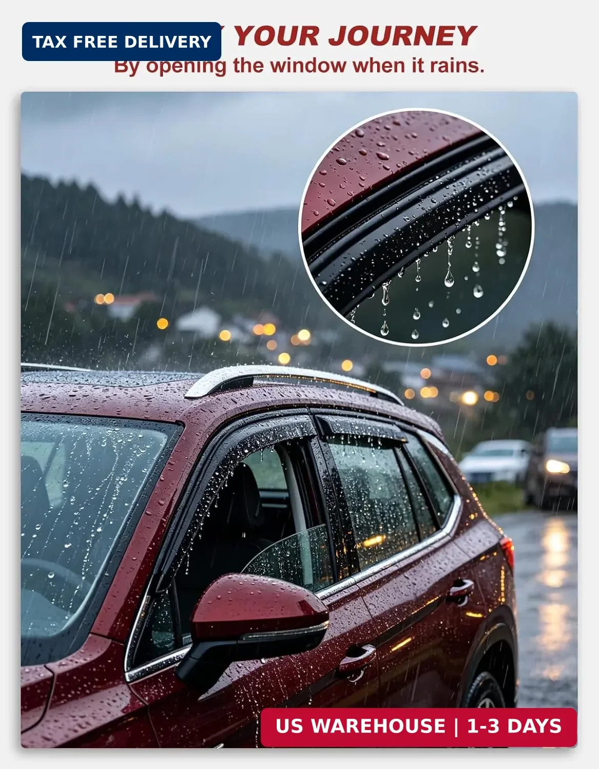 Tape-On 6pcs Rain Guards Window Visors Fit for Toyota RAV4 2019 2020 2021 2022 2