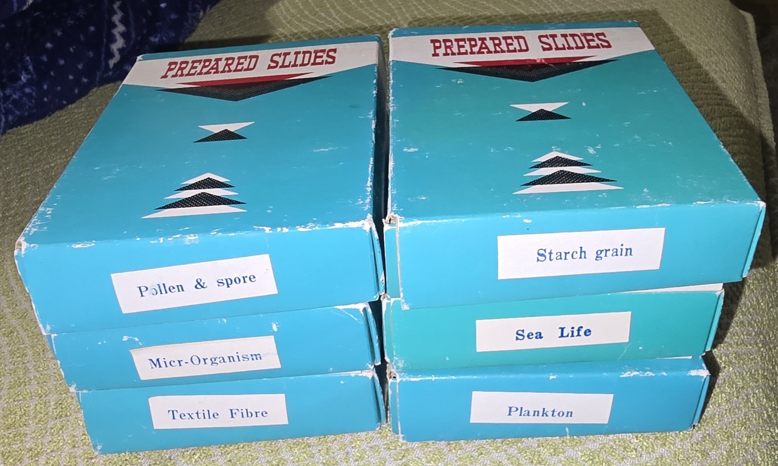 6 Boxes Prepared Microscope Slides, 12 Slides per box, Specimen’s Vintage 1960’s