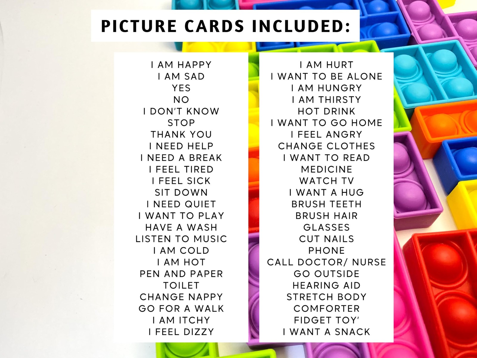 Plastic Communication Cards, 60 Basic Communication, Special Medium, White