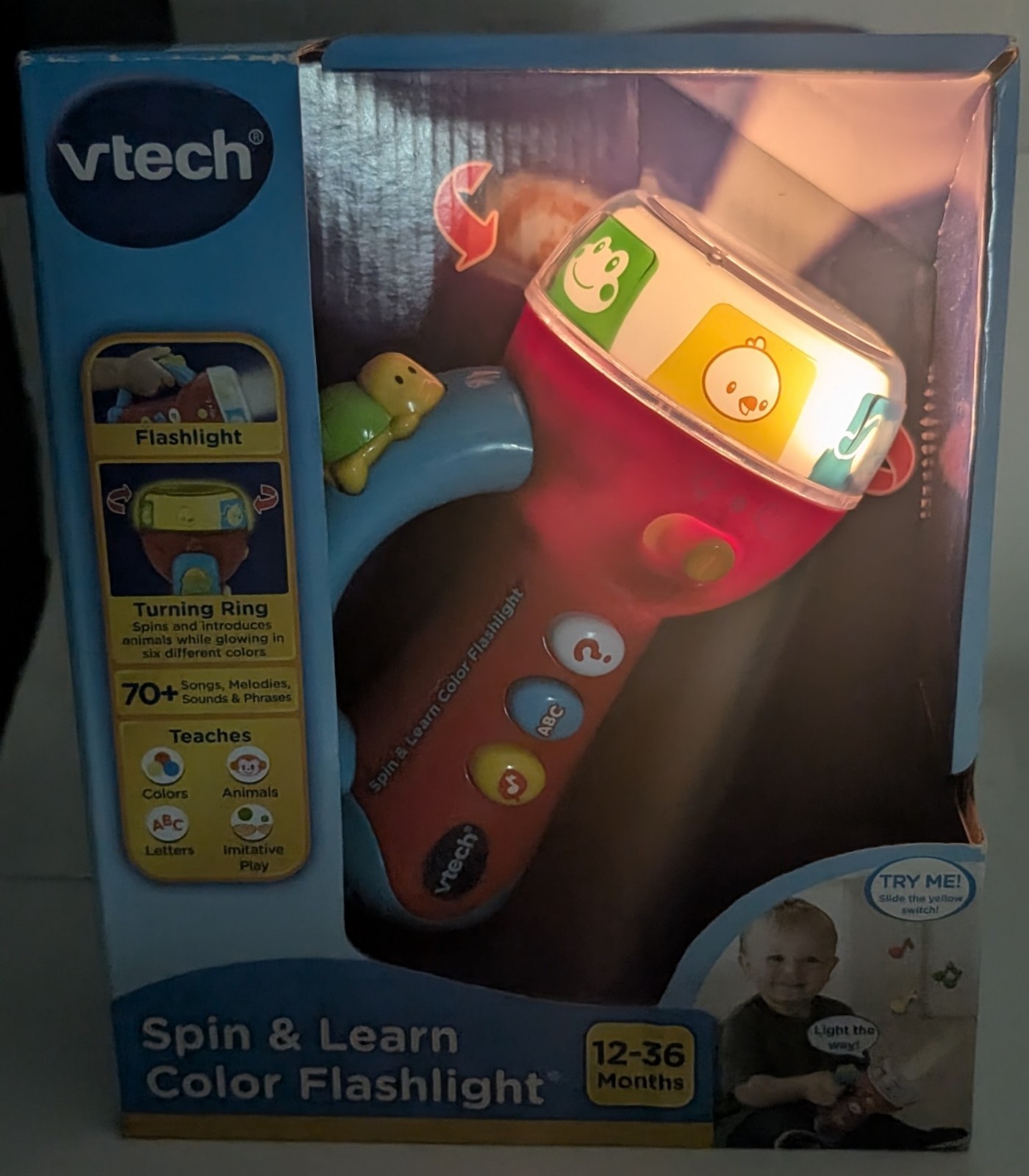 VTech Spin and Learn Color Flashlight Red 12- 36 Months Working New in Packaging