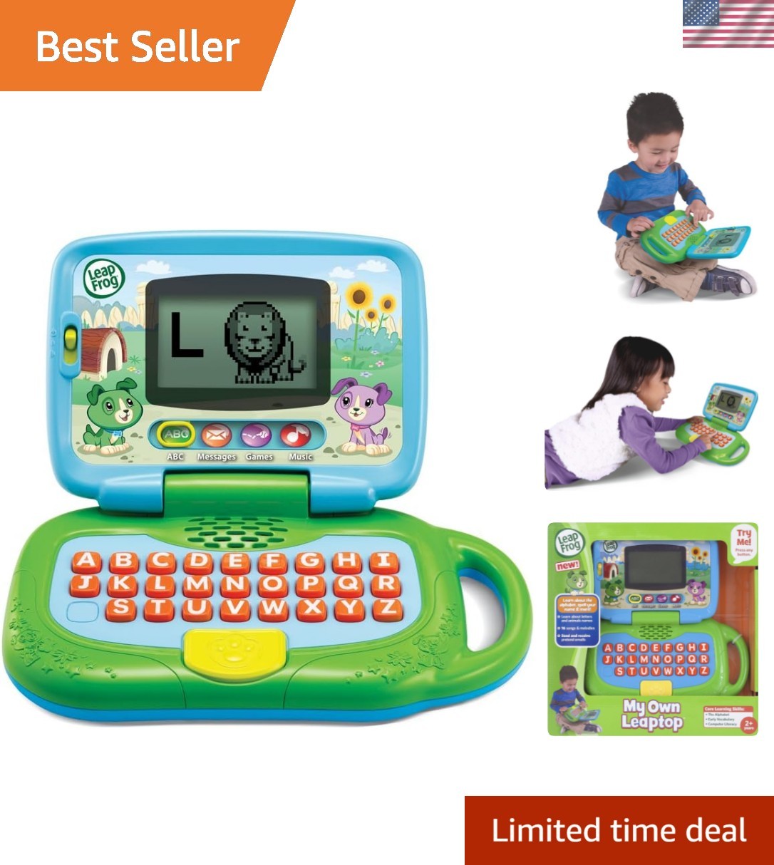 LeapFrog My Own Leaptop in Green – 4 Learning Modes for Early Vocabulary