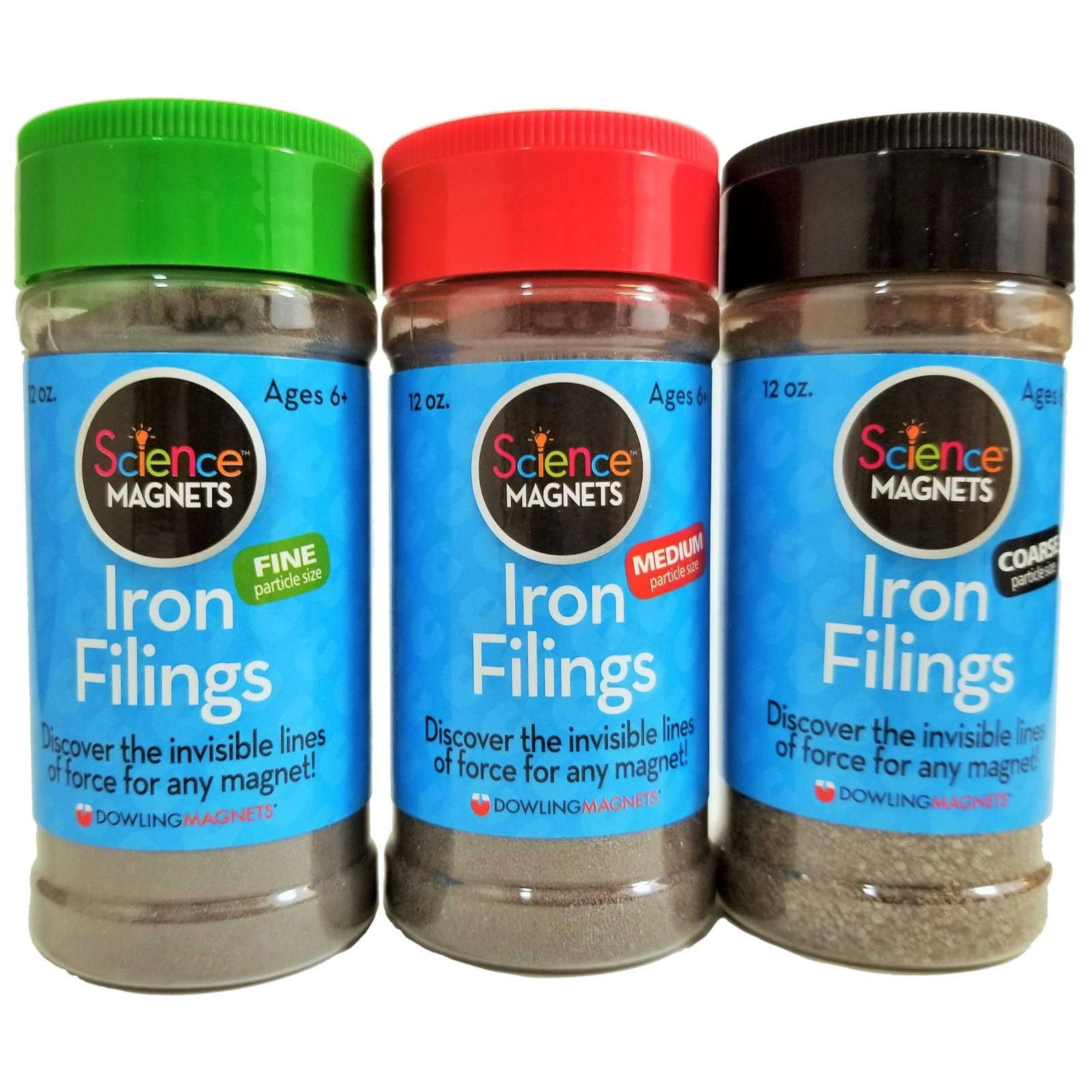 Iron Filings Variety Pack, 3 Jars (fine, Medium, coarse), 12 Ounces Each (731…