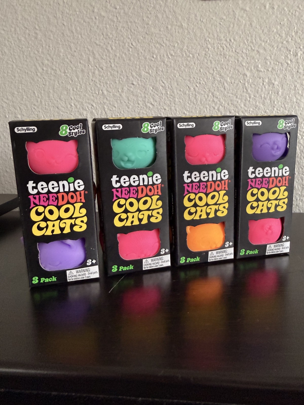 NeeDoh Teenie Cool Cats Stress Toys 3-Pack (3 RANDOM Colors!)