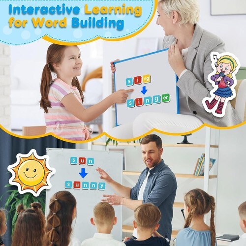 Phonics Magnetic Letter Tiles,Spelling Reading Games Manipulative Multi Color