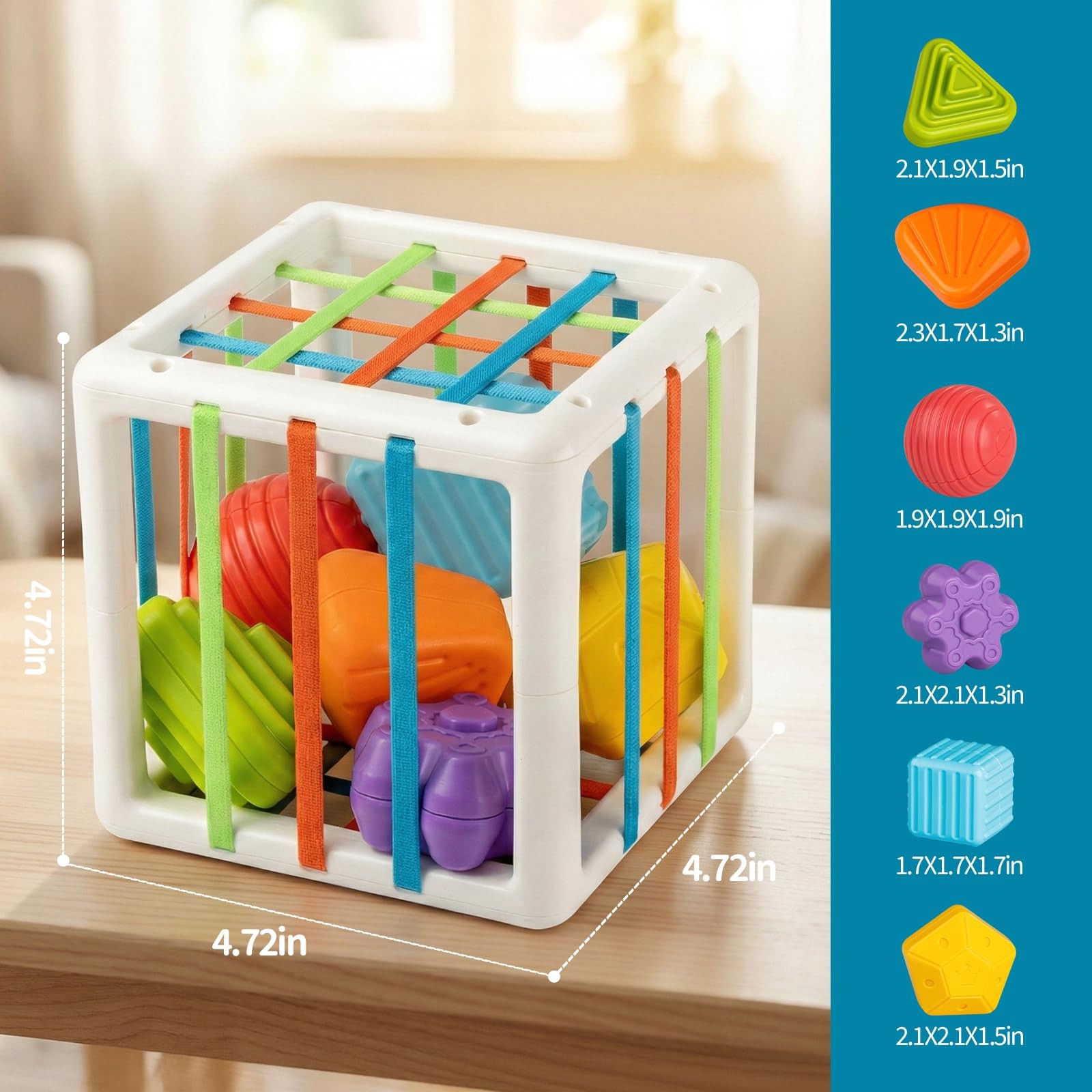 Aprilwolf Montessori Toys for 1 Year 4.9 inch Shape Sorter Cube, Multi-color