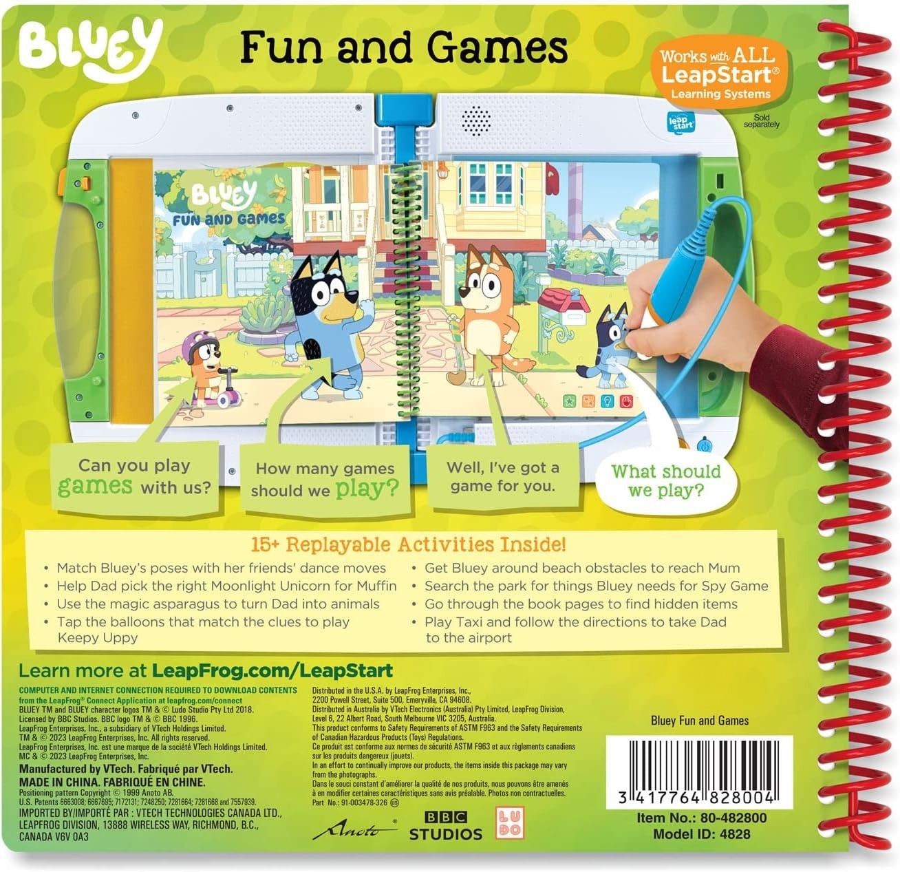 LeapStart Bluey Book with Audio Activities – 15+ Replayable Games for Ages 2-5