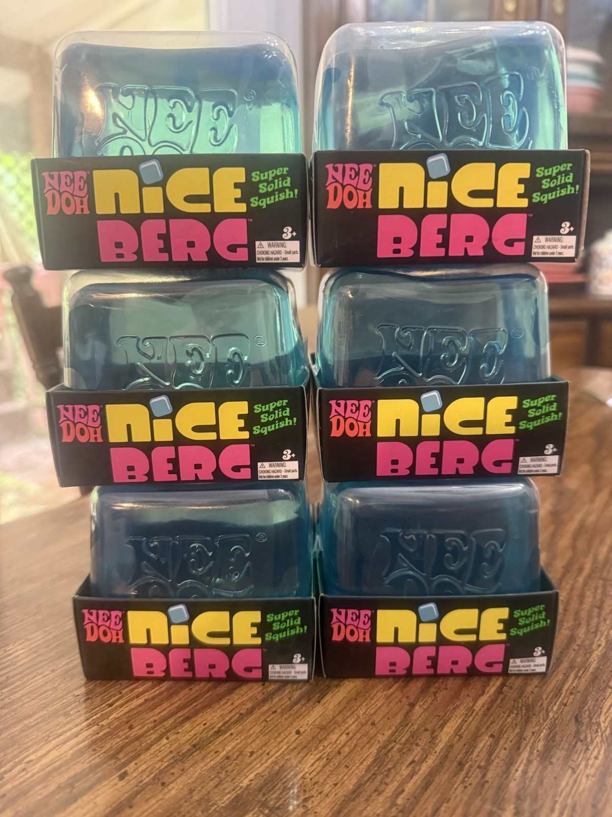 NeeDoh Nice Berg Blue XL Giant Solid Squish Cube Ice Jumbo – Lot Of 6 Nee Doh