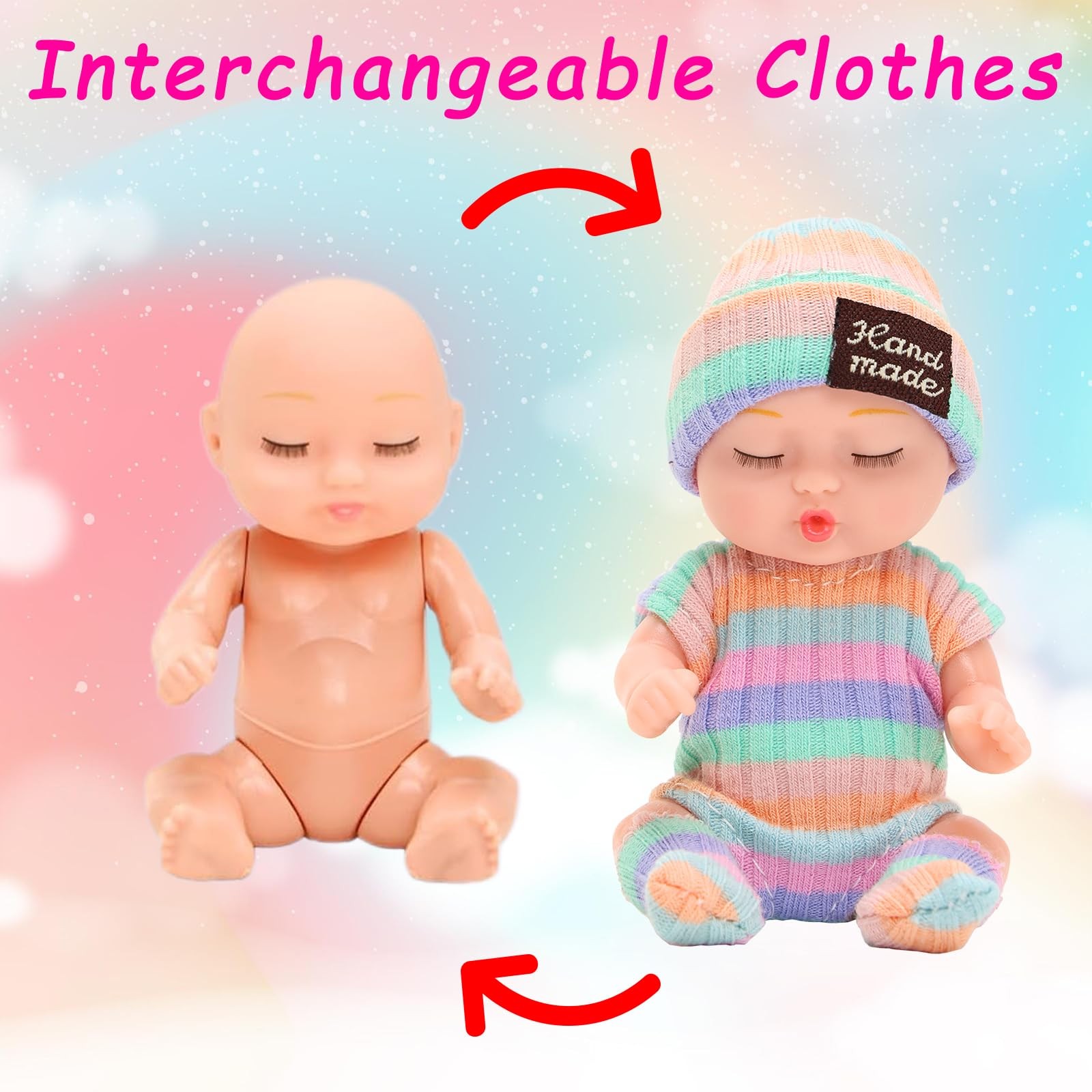 Lifelike Realistic Mini Baby Doll Toys, 8 Pcs 4 Inches Small Reborn Babies Do…