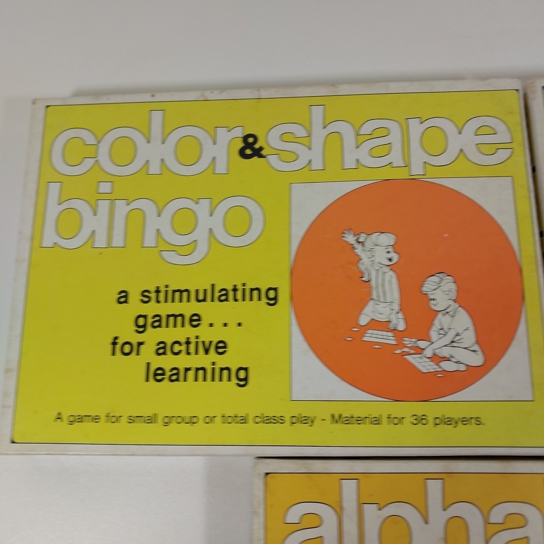 Vintage 70s Trend’s Alphabet Bingo, Number Bingo And Color Shape Bingo Complete