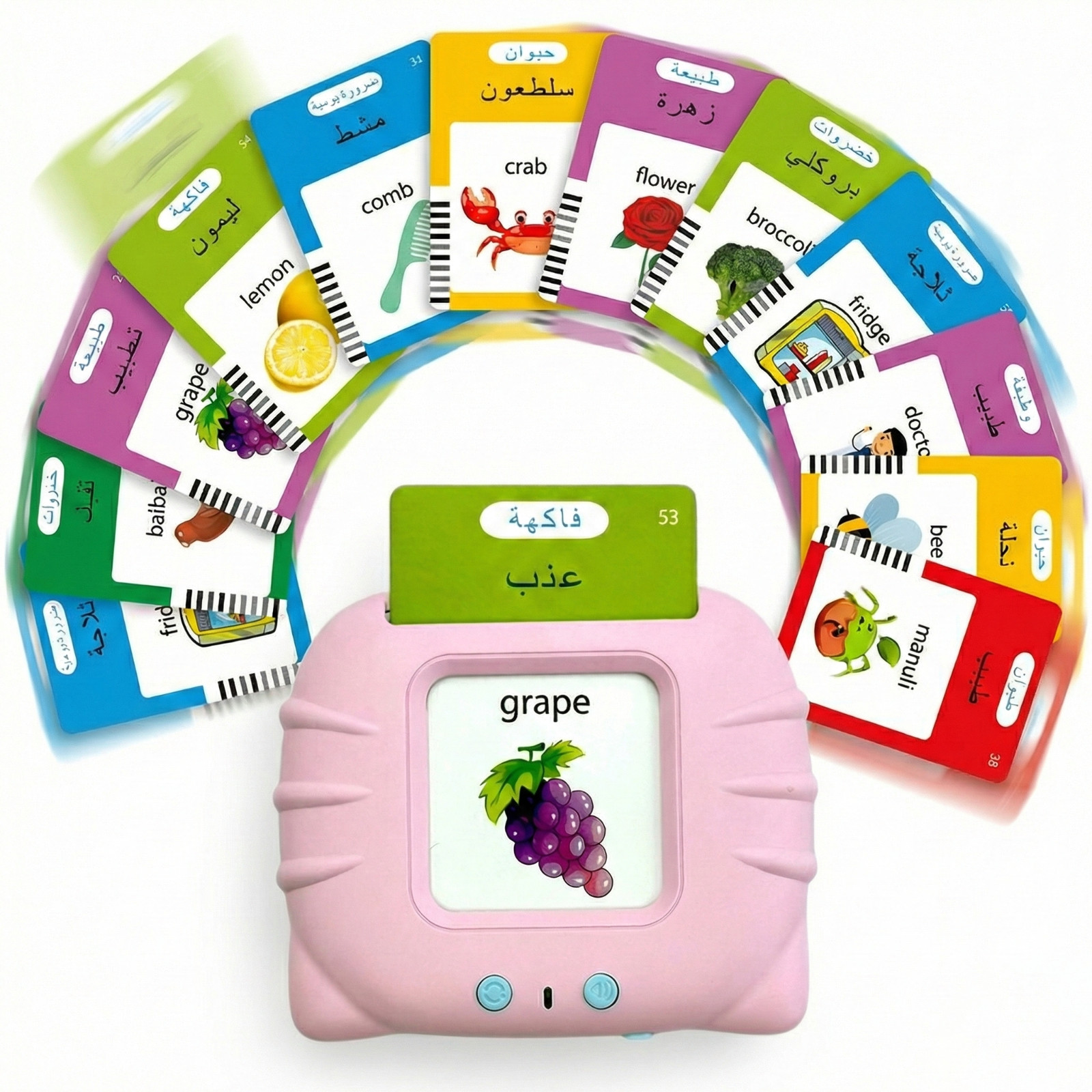 Arabic English Talking Flash Cards for Toddlers 510 Words Speech Learning Toy