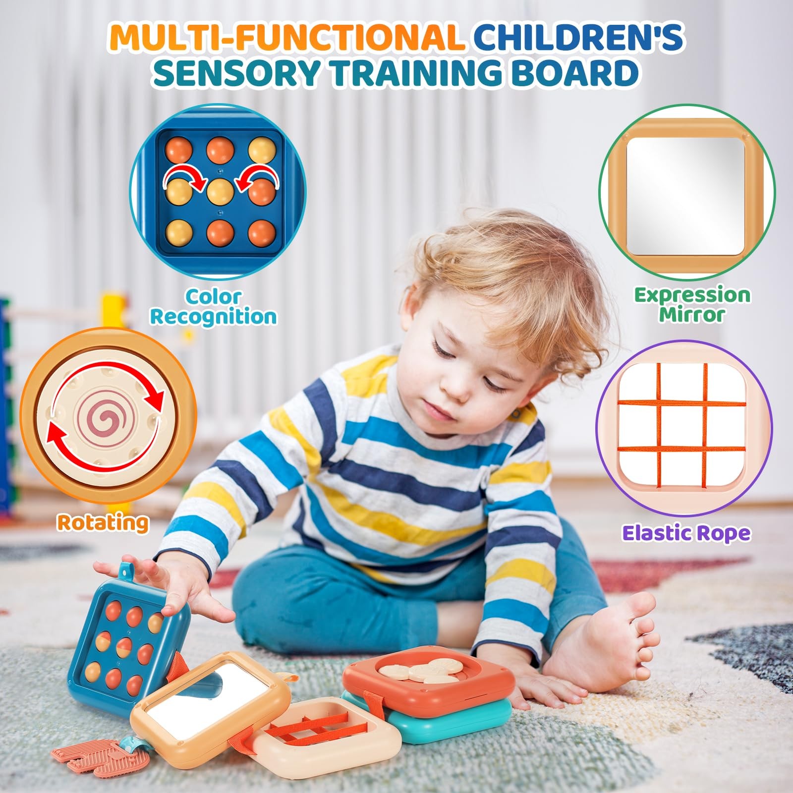 Dilovely Busy Board for 1 Year Old, Travel 3.94 x 4.09 x inches, Blue