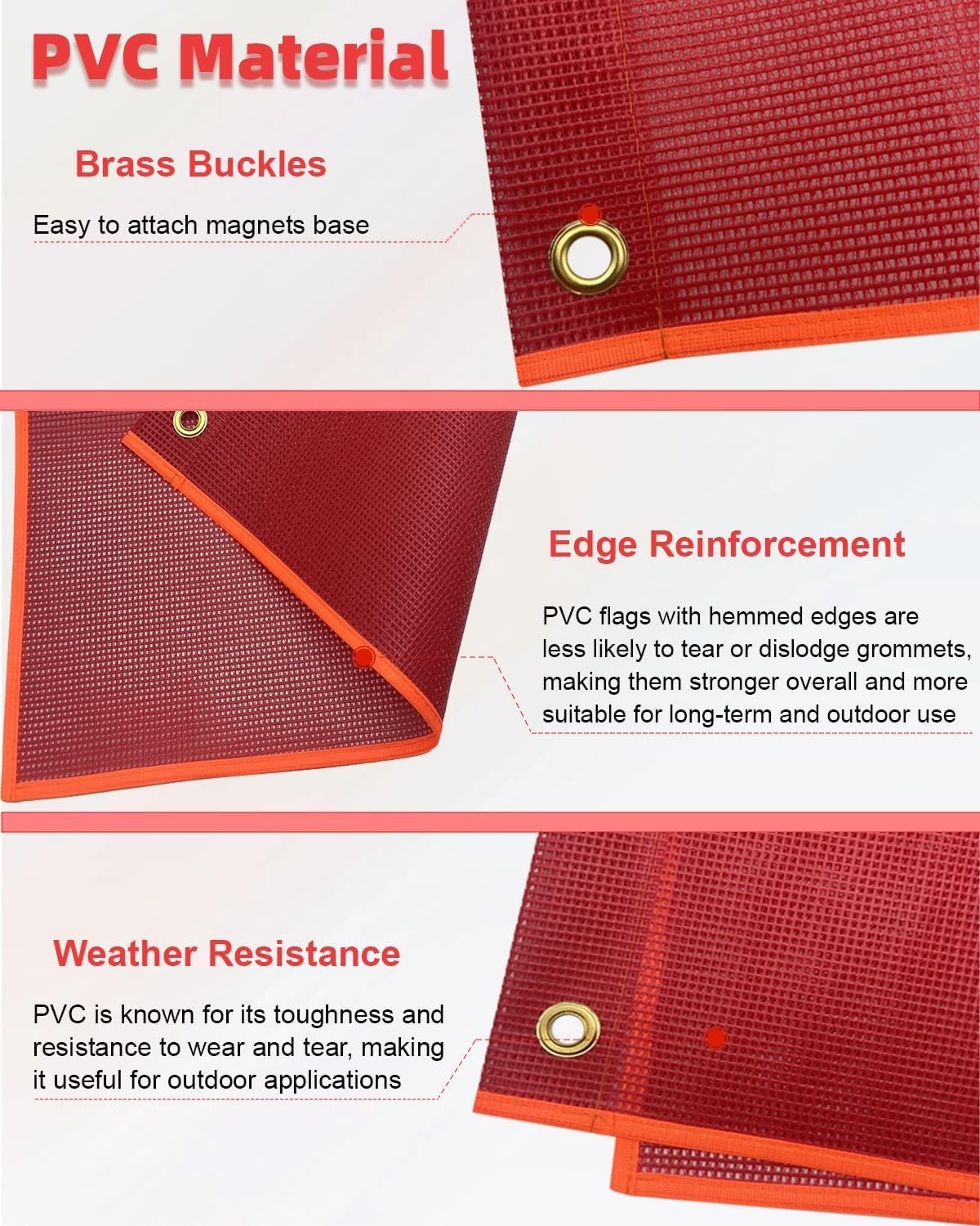 Heavy Duty Magnetic Safety Load Flags 8 Pack 45 cm PVC Warning Flags Outdoor Use