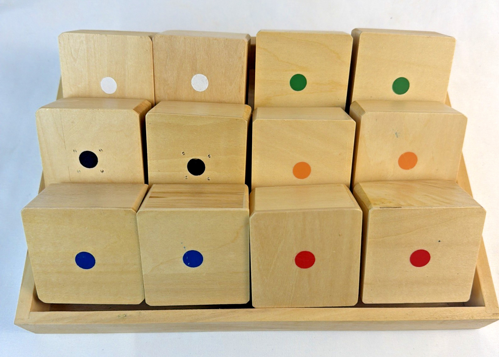 Wooden Listening Blocks Auditory Sensory Montessori Learning 12 Boxes 6 Sounds