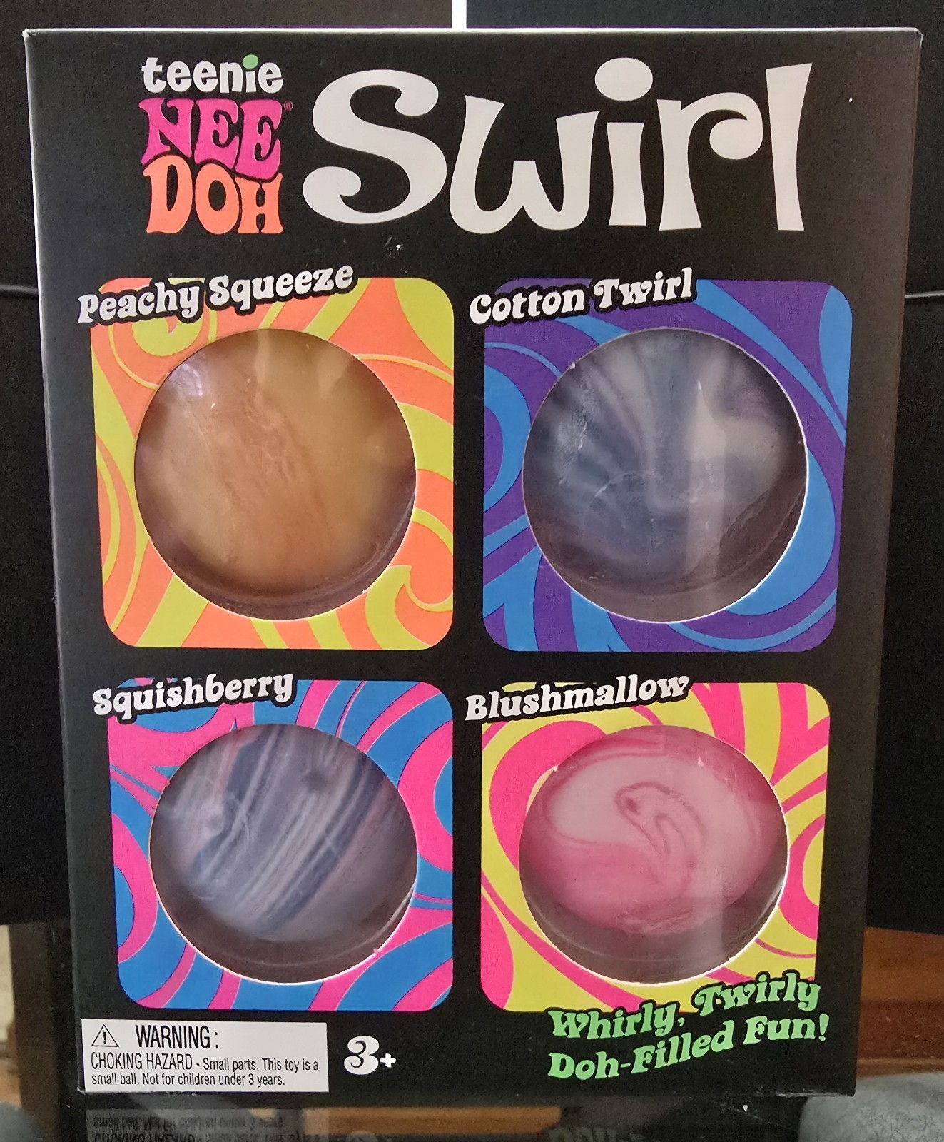 NeeDoh Teenie Swirl 4-pack, Nee Doh Mini Squishy Stress Balls, Set Of Four
