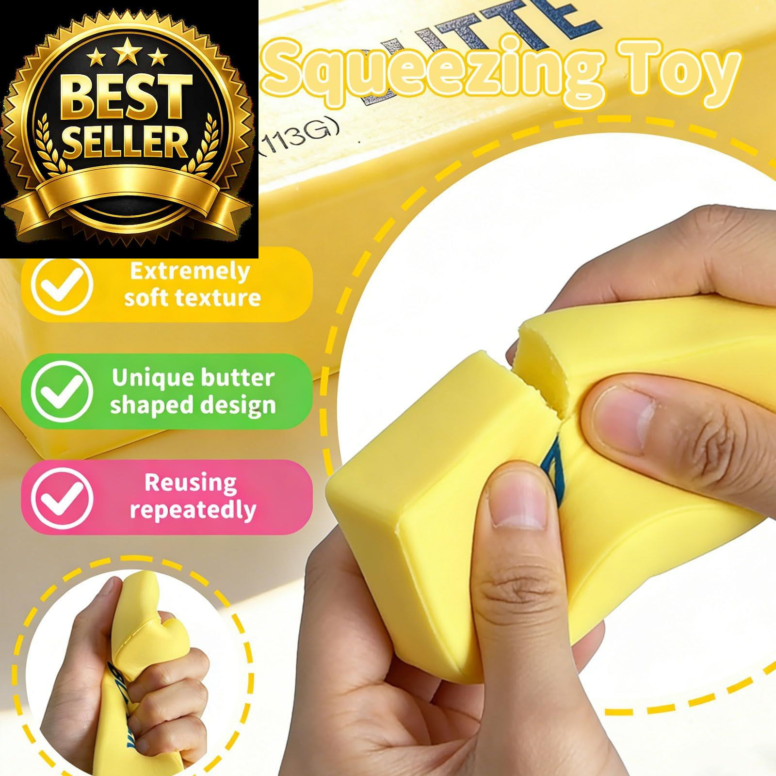 Slow Rebound Cute Butter Squeeze Stress Balls, 2026 New Realistic Soft 2PCS