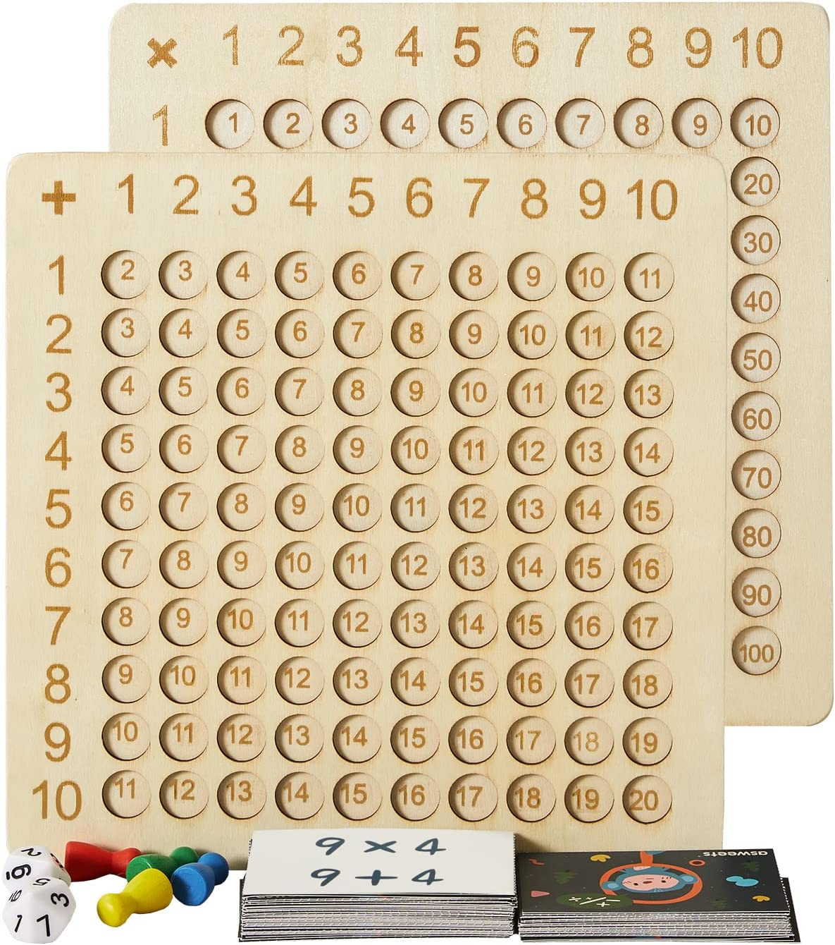 Wooden Montessori Multiplication Addition Board Game Toy Educational Math Table
