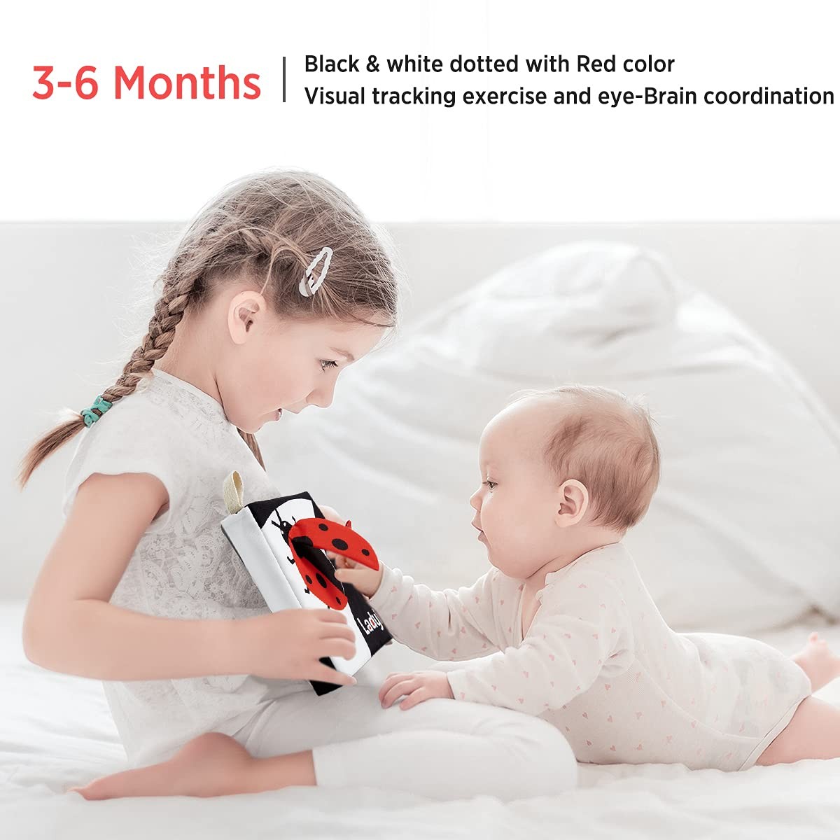 beiens Soft Baby Books – High Contrast Black & White Touch Small, Black,white
