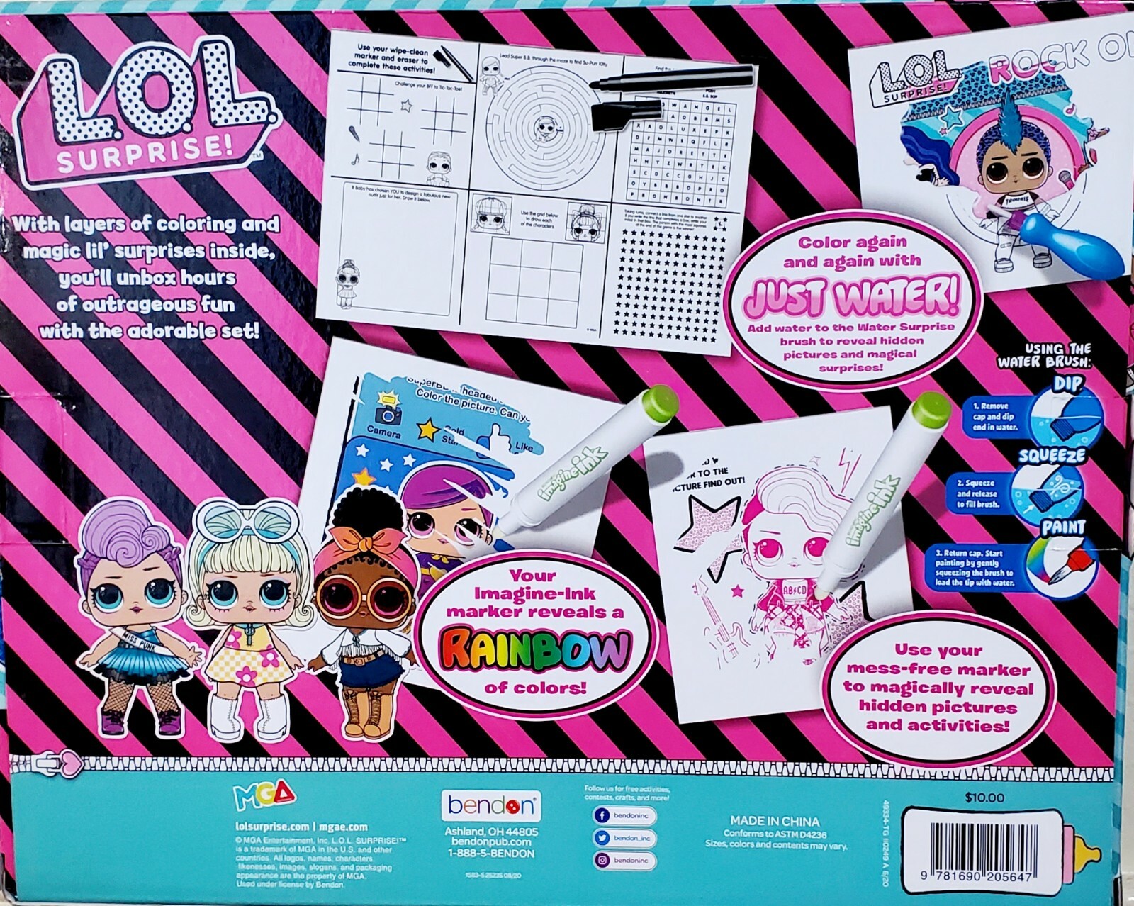 LOL SURPRISE! imagine ink 4 in 1 activity set, reveal un rainbow of colors!