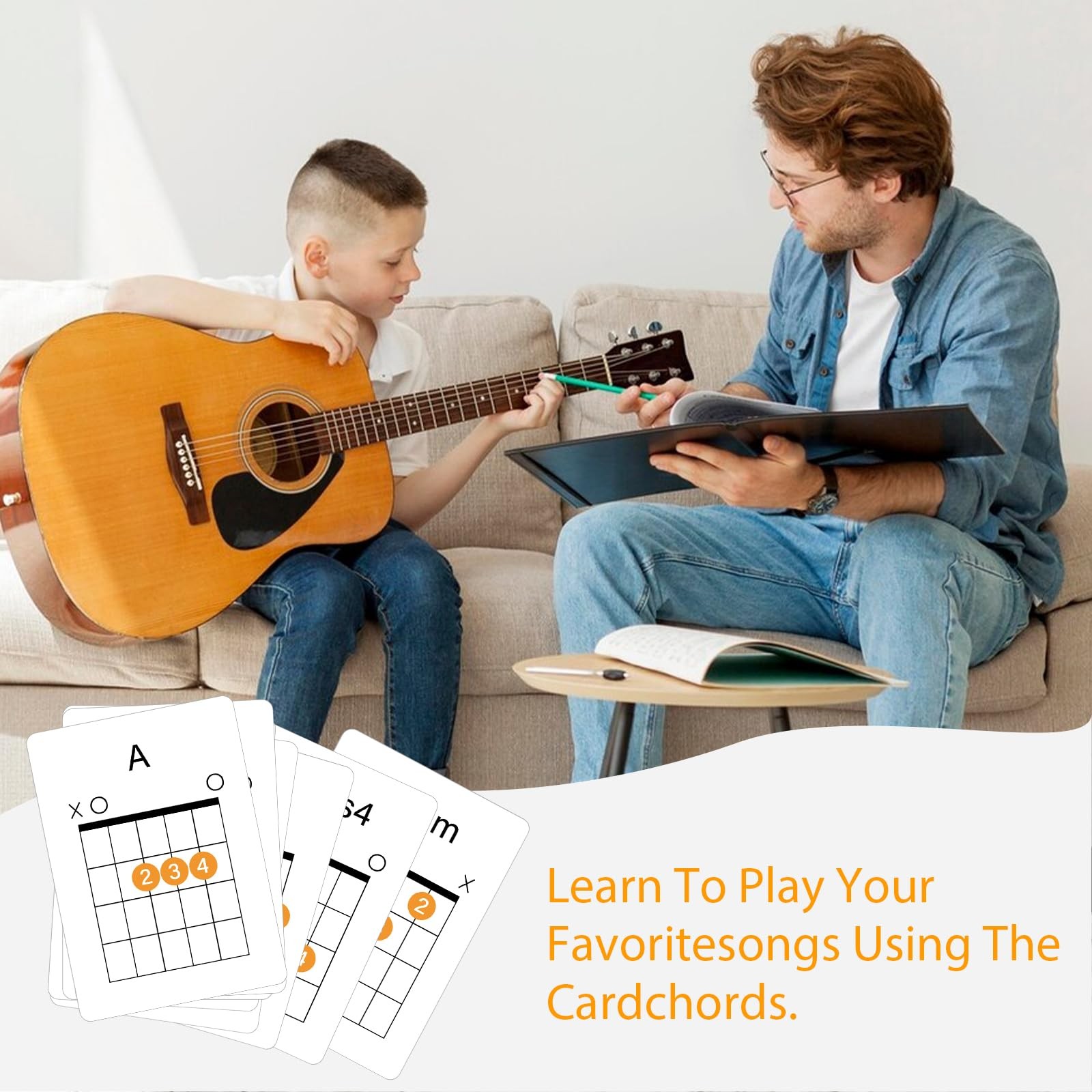 Guitar Chord Flashcards – 56Pcs Acoustic & Electric Guitar Learning Cheat She…
