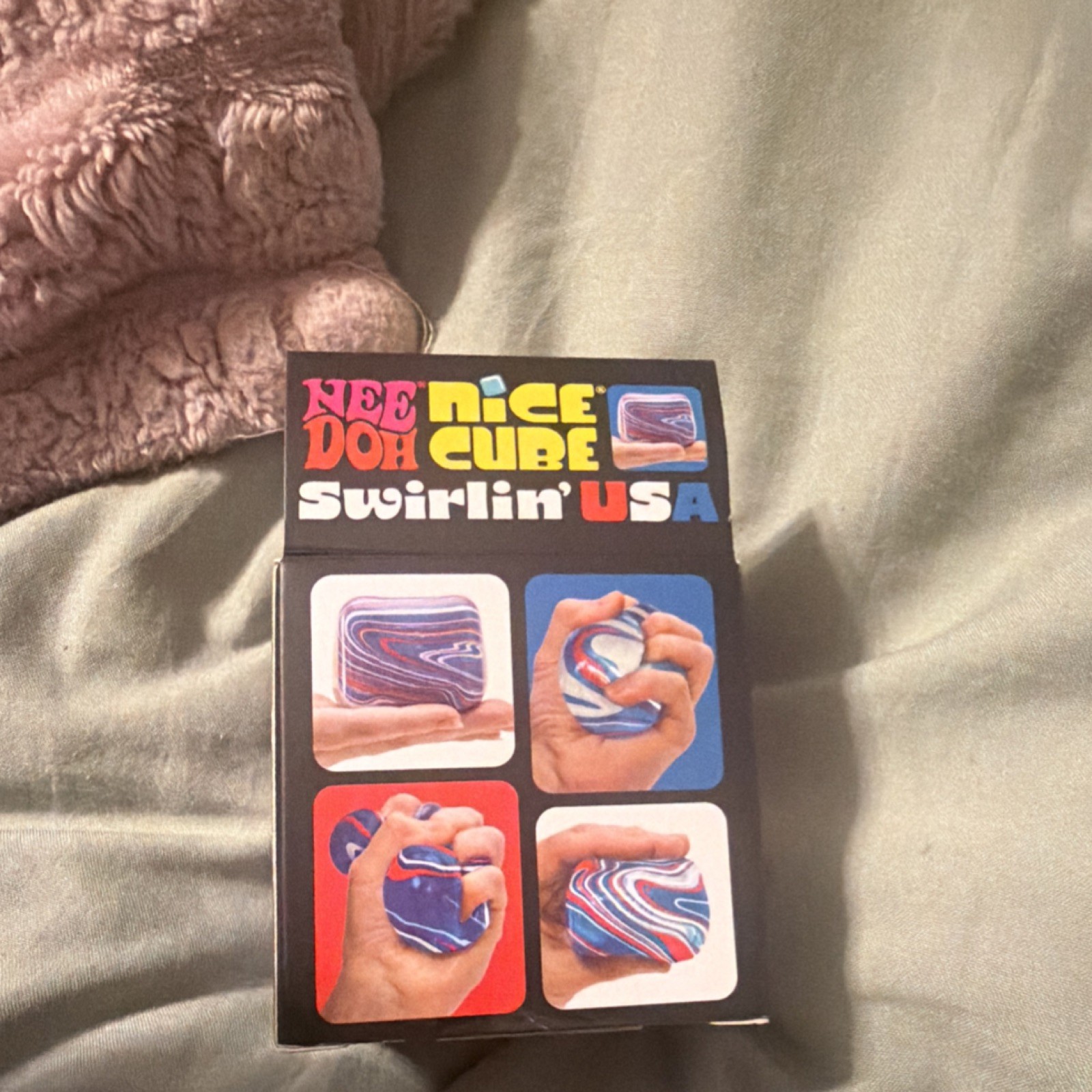 Schylling NeeDoh Nice Cube Swirlin’ USA Super Solid Squish Toy Blue/Red/White
