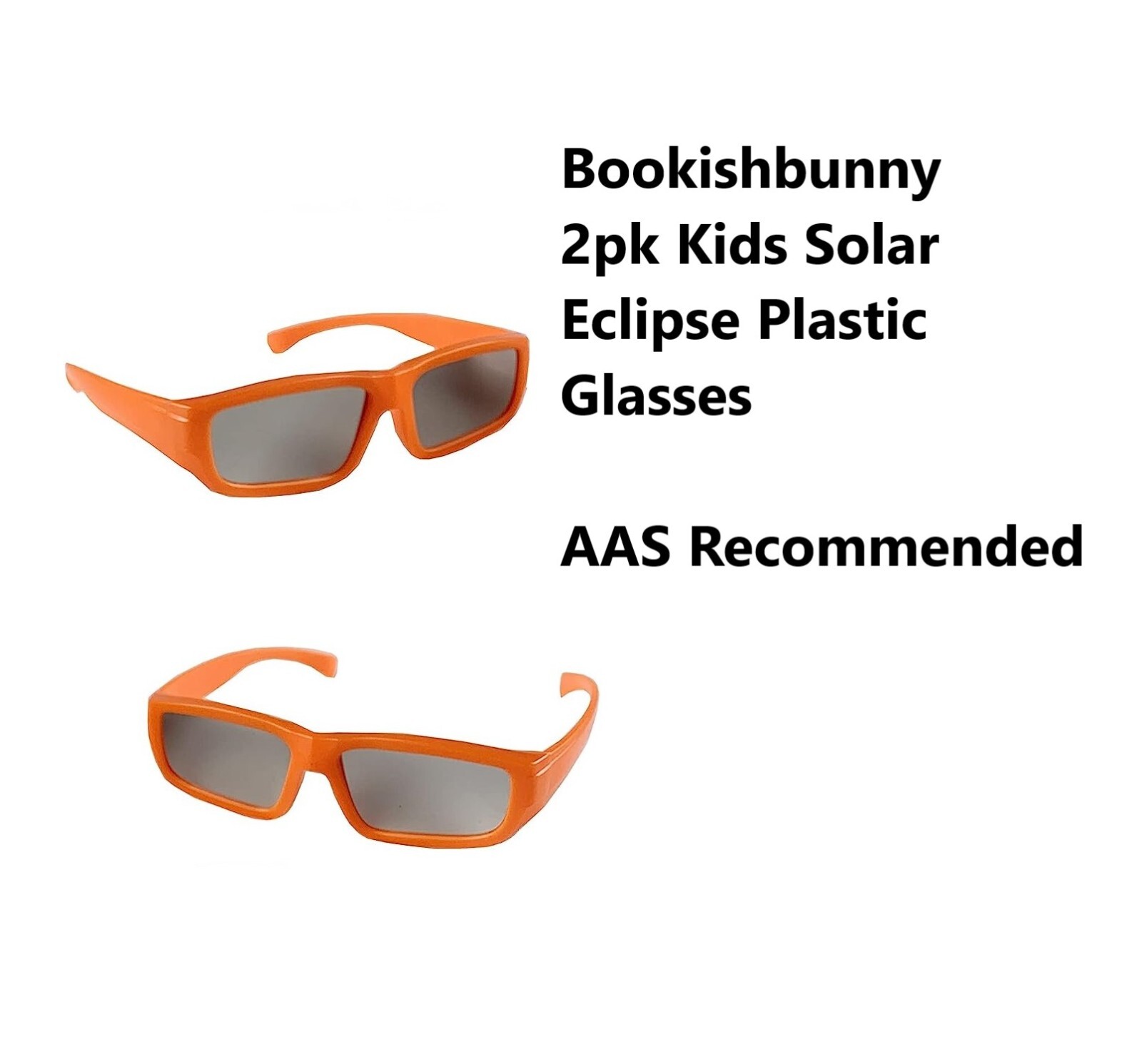 2 Pairs Kids Bookishbunny Solar Eclipse Sun Viewer Plastic Glasses ISO Certified