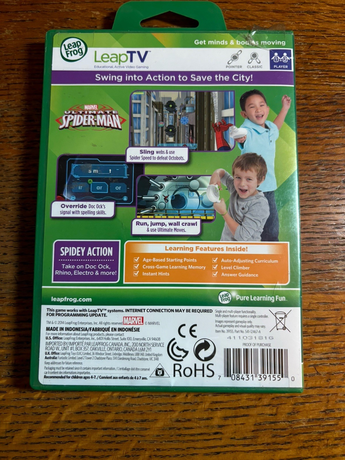 Leapfrog LeapTV Marvel Ultimate Spider-Man Marvel Educational Reading Video Game