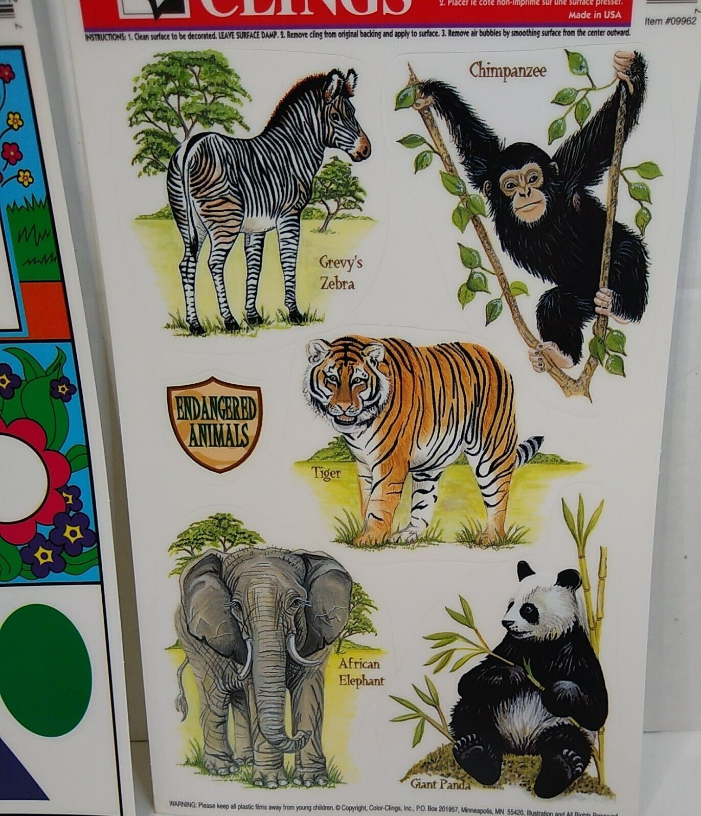 Animals & Shape Activities Window Clings Color Clings Sticker 1 sheet of each