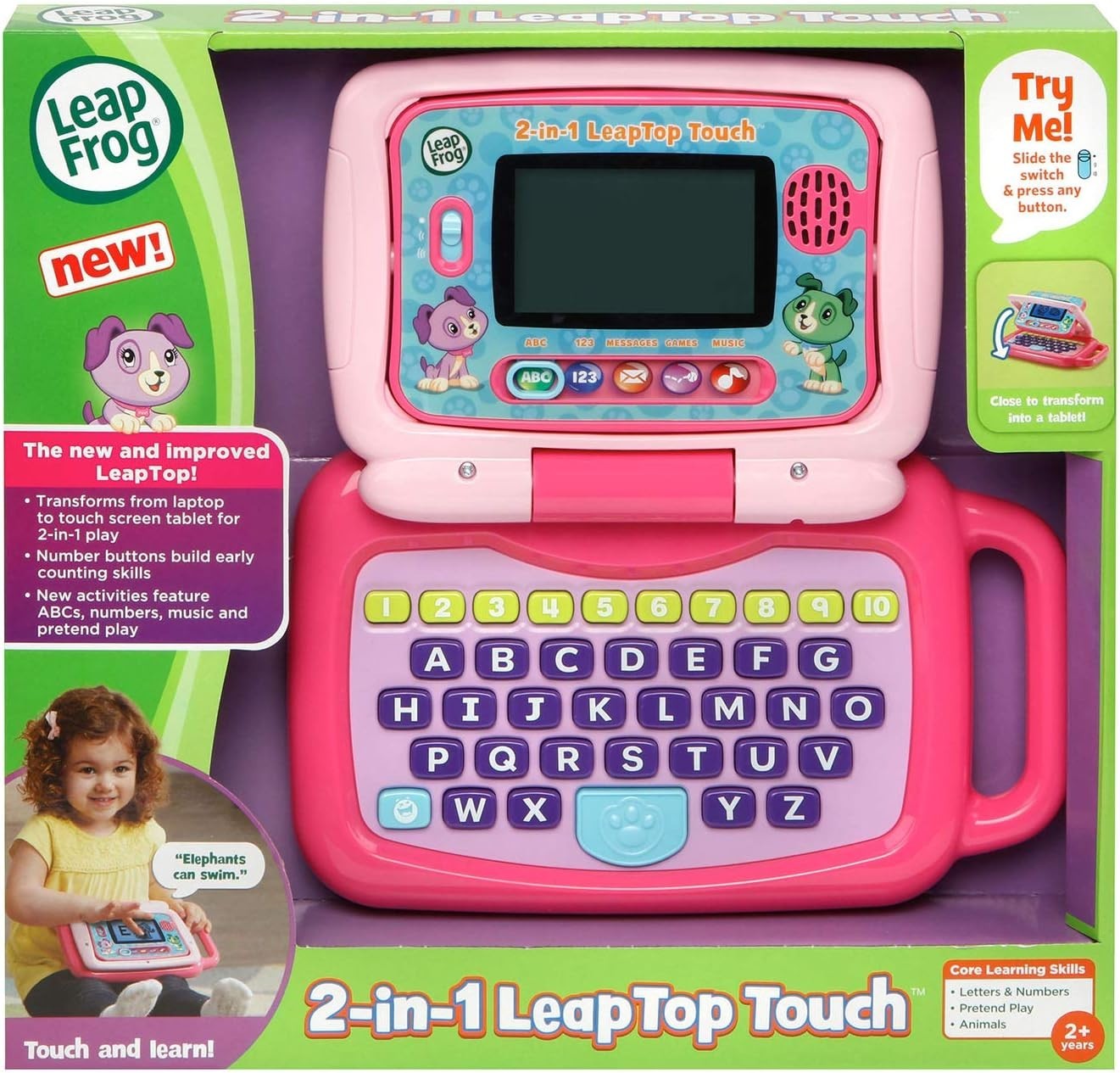Pink 2-in-1 LeapTop Touch Learning Tablet