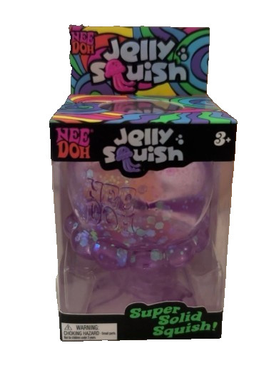 Nee Doh Jelly Squish Super Solid Squeezy Stretchy Jellyfish, Pink, Ages 3+