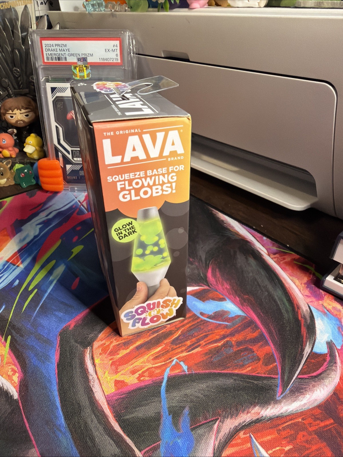 Schylling Lava Squish N Flow Squishy NeeDoh Glow In The Dark Orange Lava Lamp