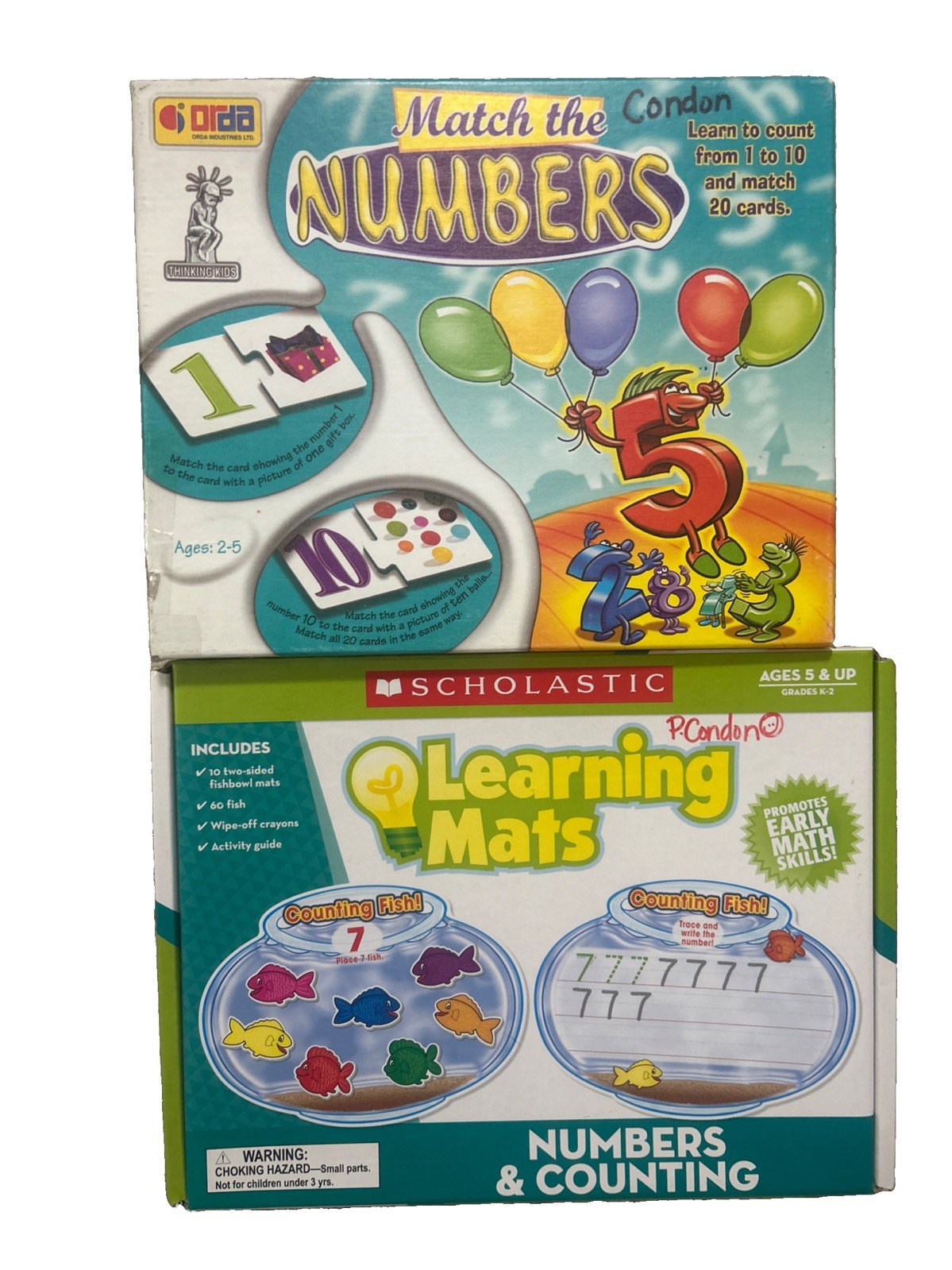 Scholastic Learning Mats Numbers & Counting + Match The Numbers Game Lot K-2