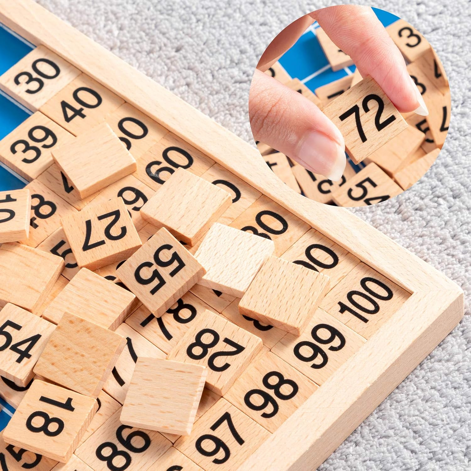 Wooden Montessori Math Hundred Board, Counting to 100 for Kindergarten, 1