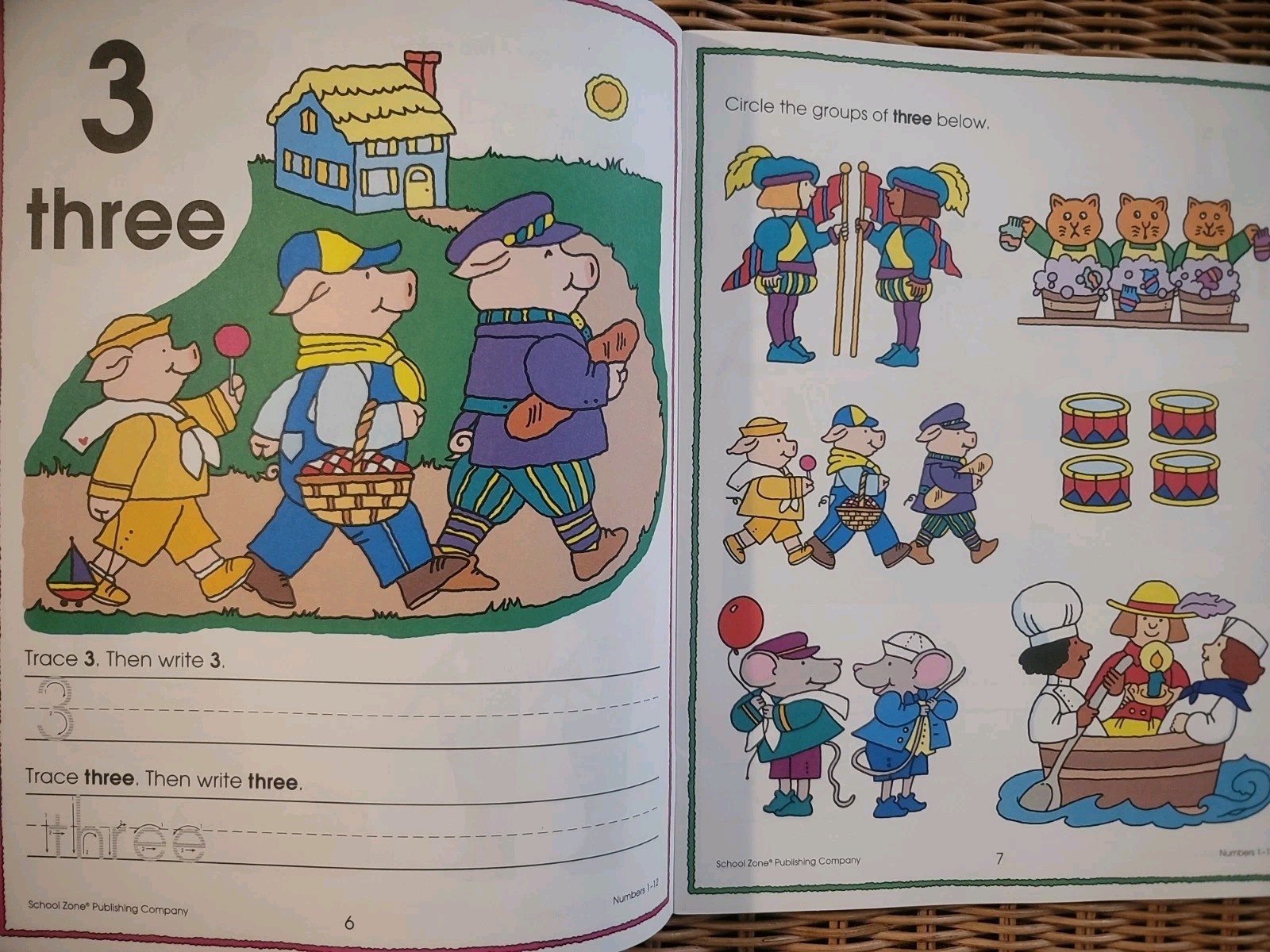 Math Workbook Grades K-1 Numbers 1-12 1996 School Zone Counting Vtg