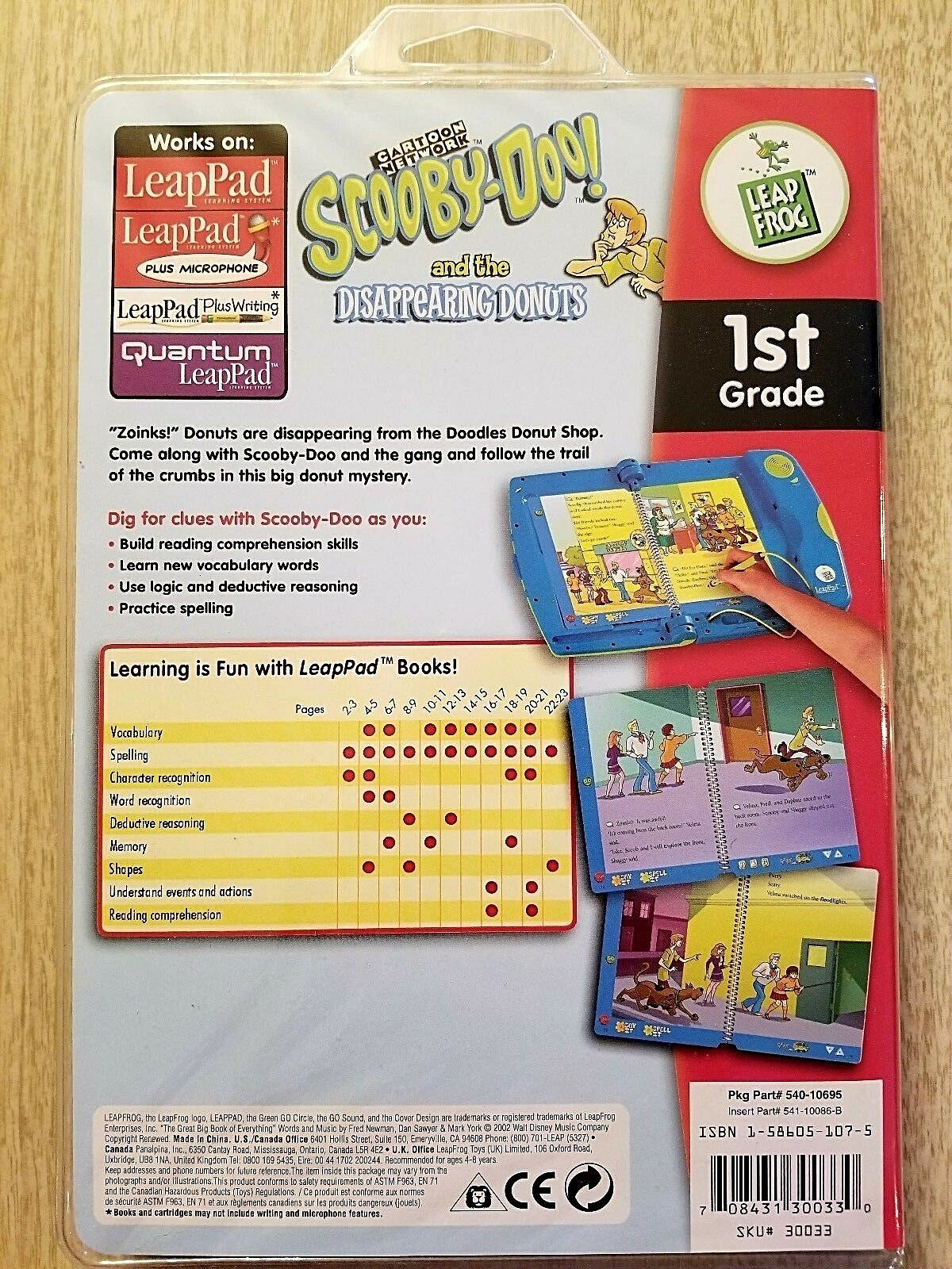 LeapFrog LeapPad Book & Cartridge Scooby Doo Disappearing Donuts Interactive NIP