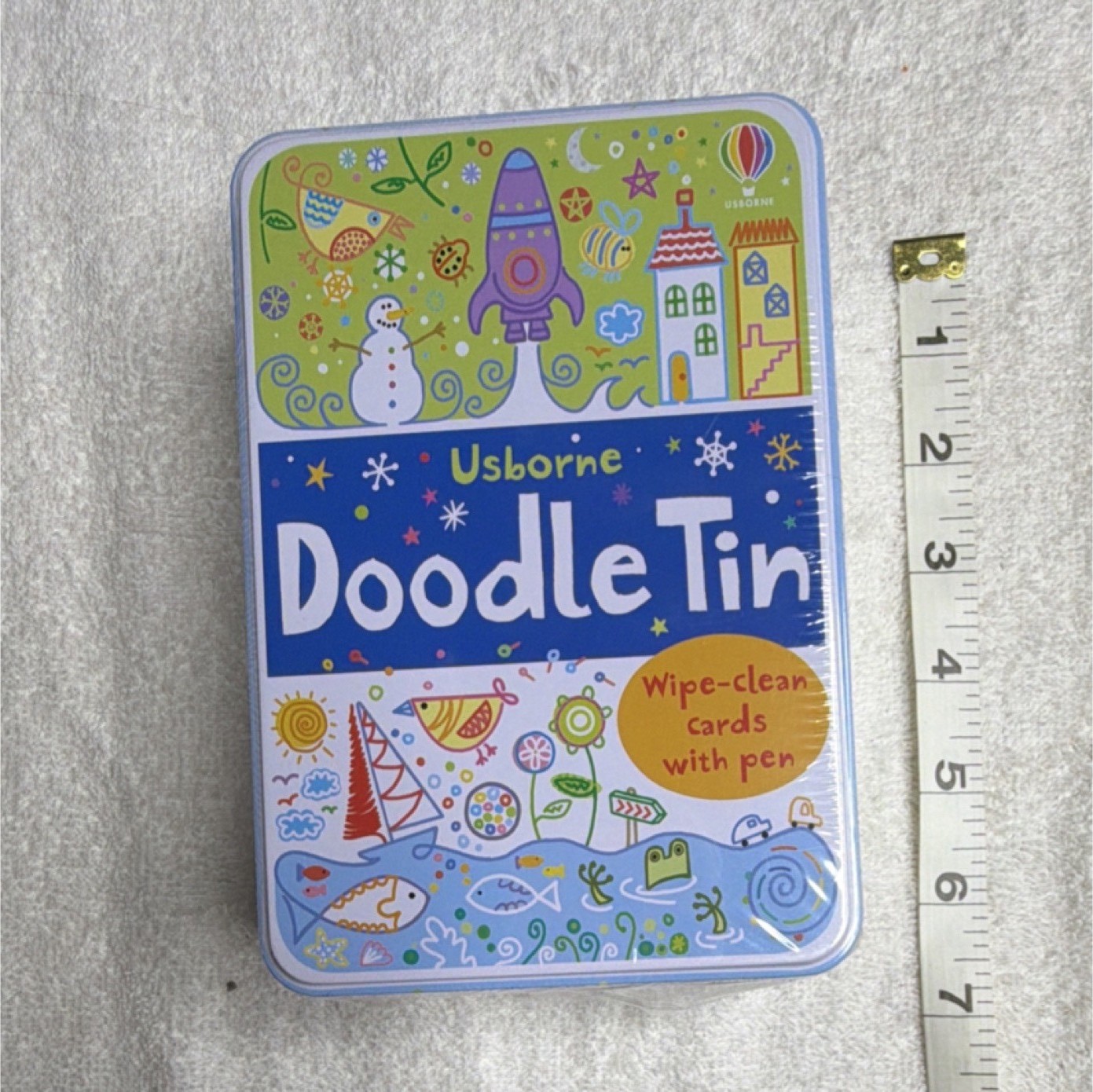 Usborne Doodle Tin Wipe-Clean Cards with Pen, 80 Arts & Crafts Cards, Ages 3-7