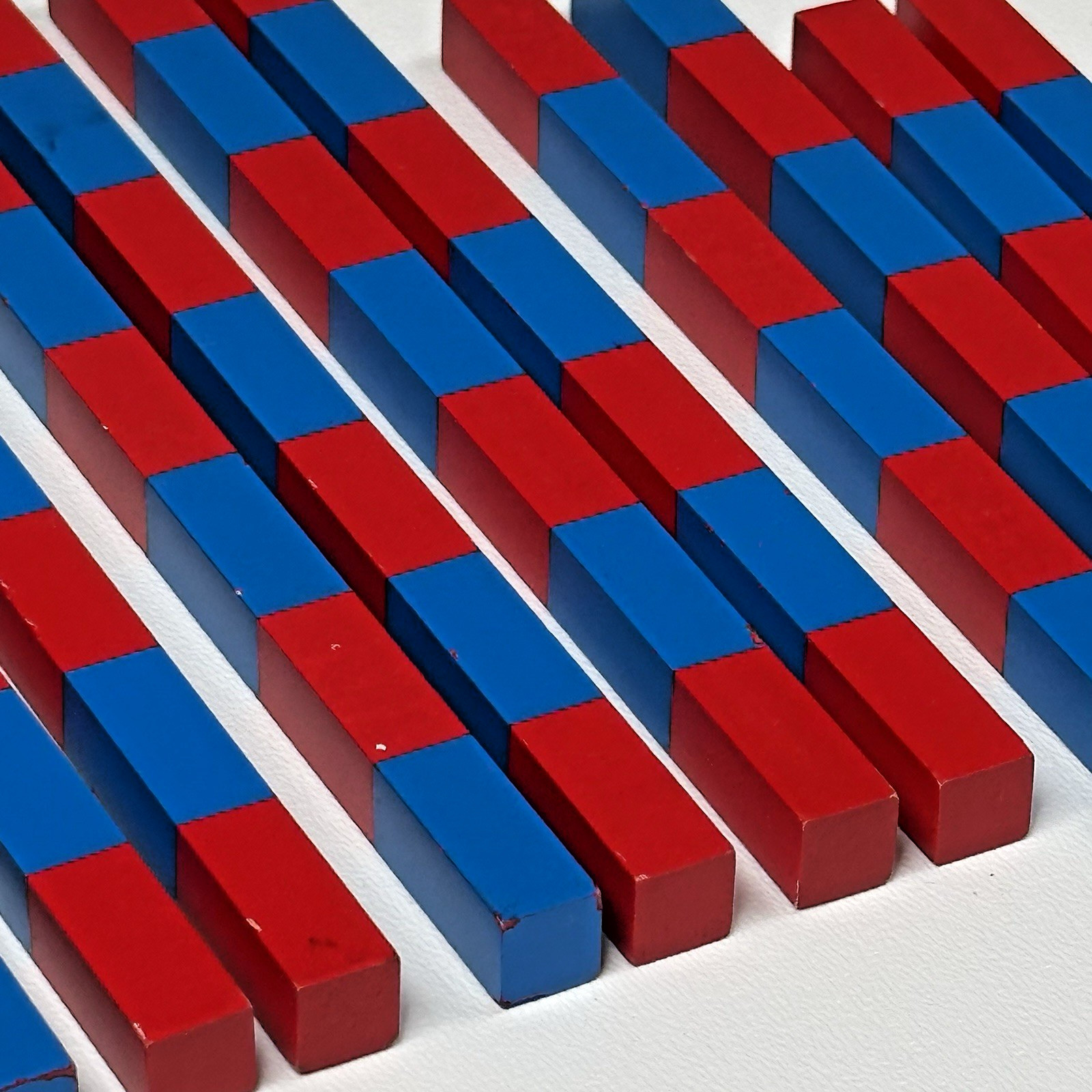 Montessori Style Math Set Wooden Number Tiles Counters Red Blue Rods
