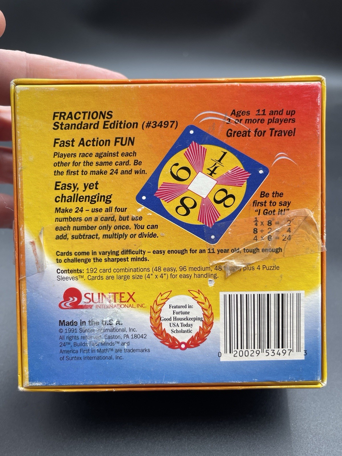 24 Game Fractions Card Game 1991 Suntex Standard Edition Complete 1084