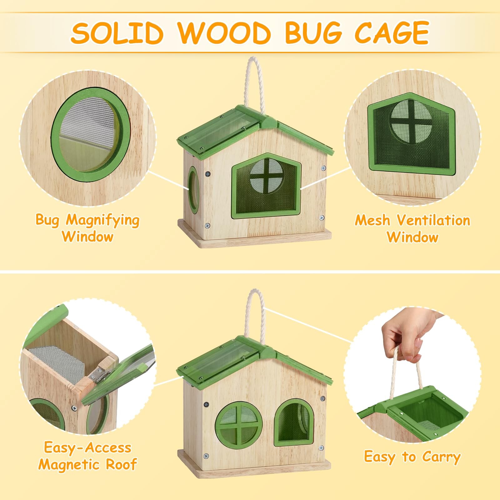 SainSmart Jr. Bug Catcher for Kids Wooden Bug Habitat with Magnified Viewer,…