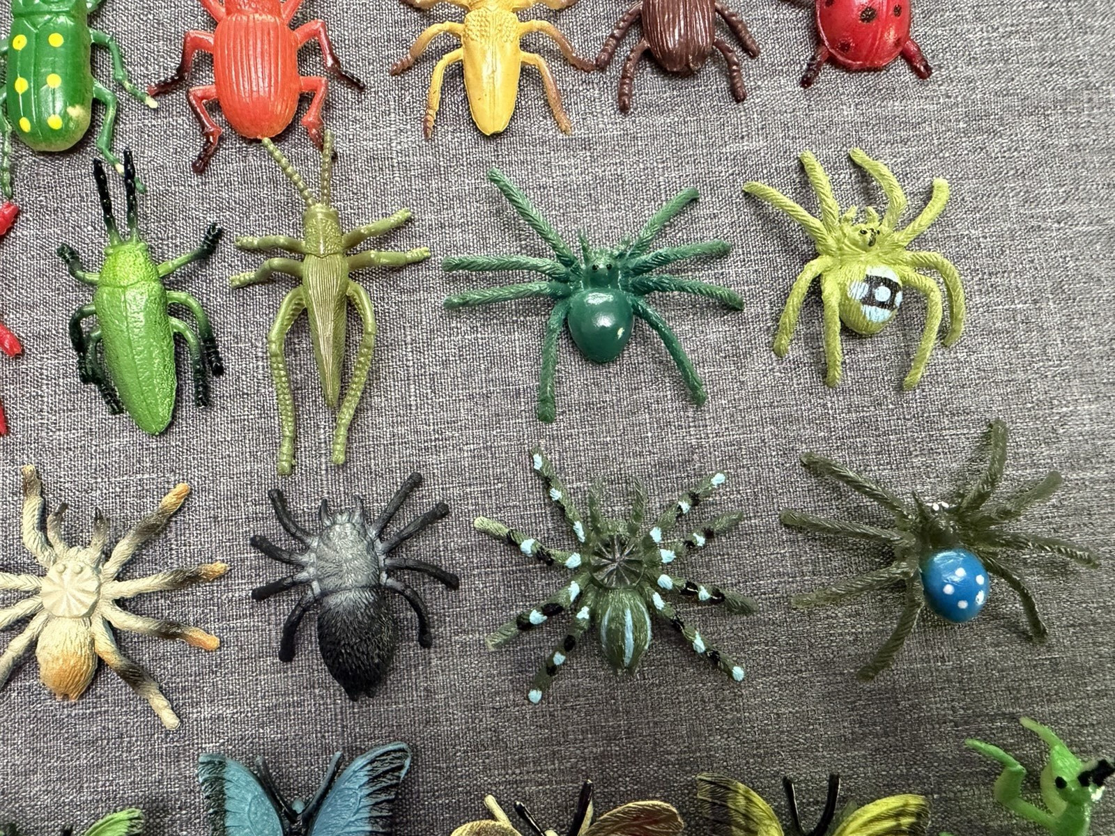 Plastic Rubber Insects Lot of 42 Beetles Butterflies Spiders Grasshopper