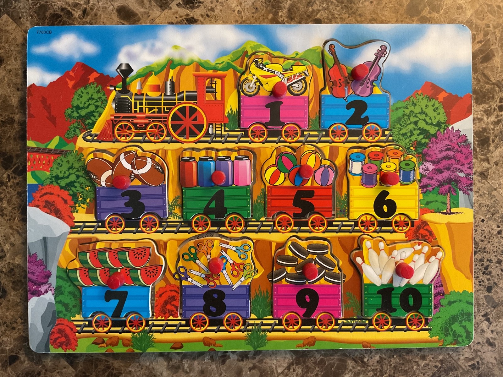 Lot of 4 Educational Wooden Peg Puzzles: Numbers, Letters, Vehicles, & Animals