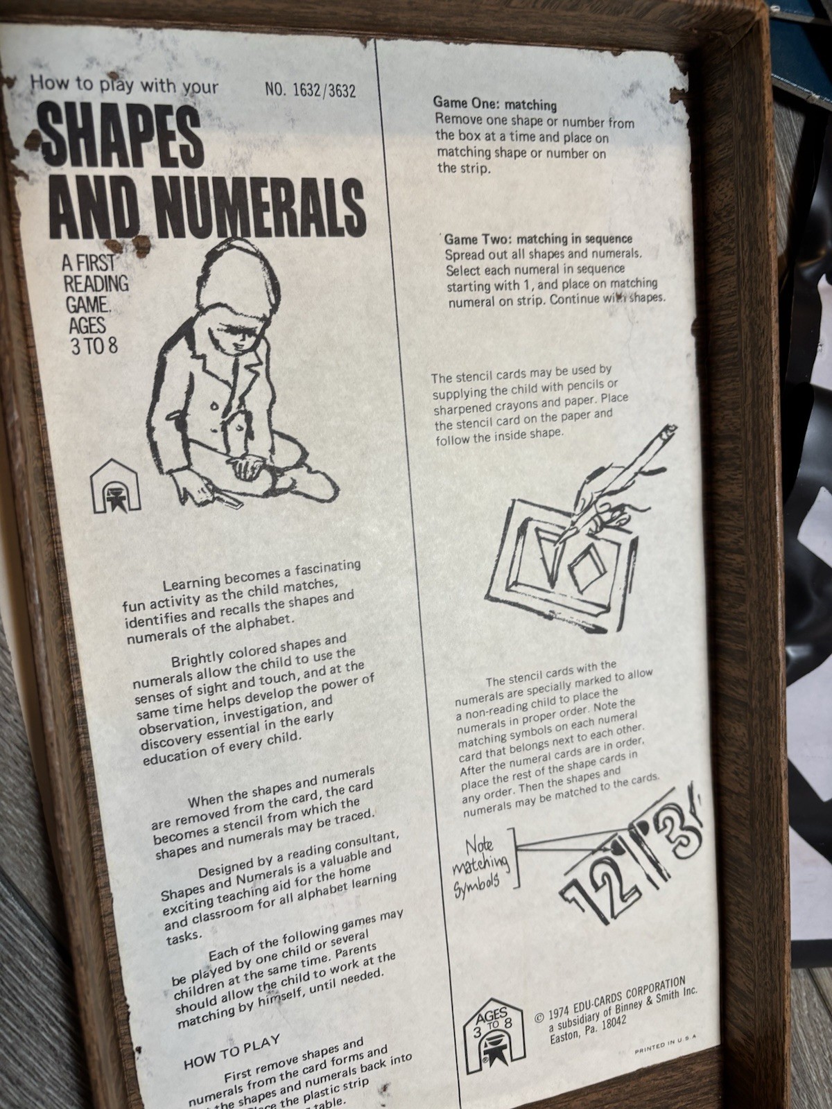 Vintage 1974 Edu-Cards Shapes & Numerals #3632 Educational School Homeschool
