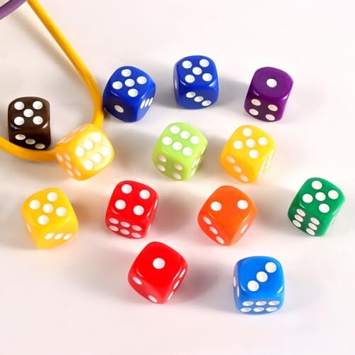 16MM Standard 6 Sided Dice Set, 50 Pieces Colorful Dice for Board Games,