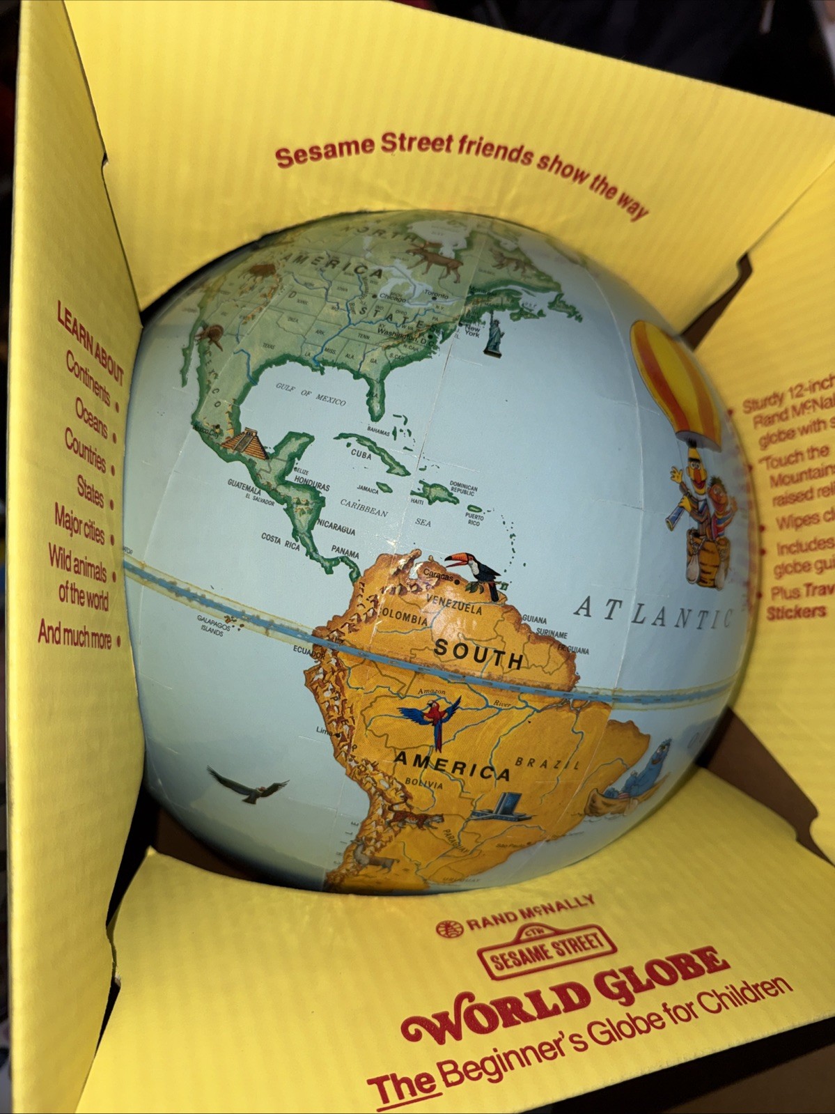 Vintage Rand McNally Sesame Street World Globe 1985 in Box