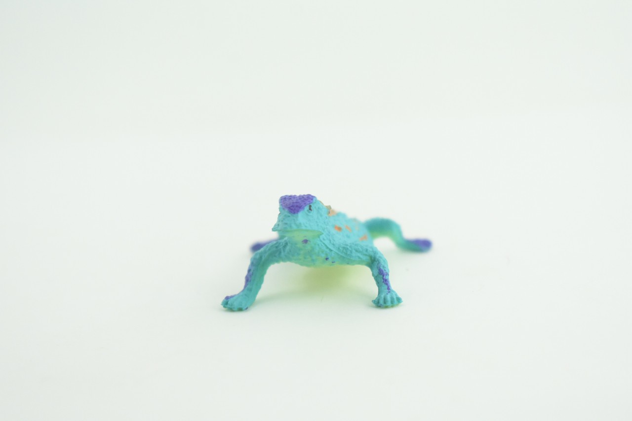 Toy Blue Horned Lizard, Horney Toad, Realistic Hand Painted Rubber, 2″ WR44 B197