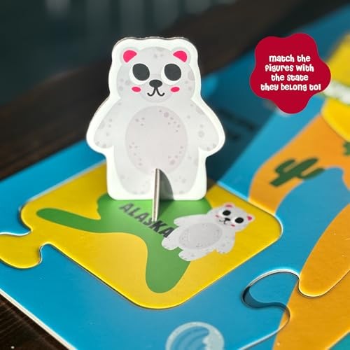 Dinomini Giant USA Map Puzzle for Kids – with Interactive Standing Usa Map
