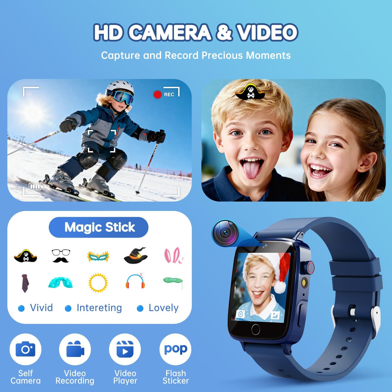 Smart Watch for Kids with 26 Puzzle Games, HD Touch Screen Kids Watch, Camera…