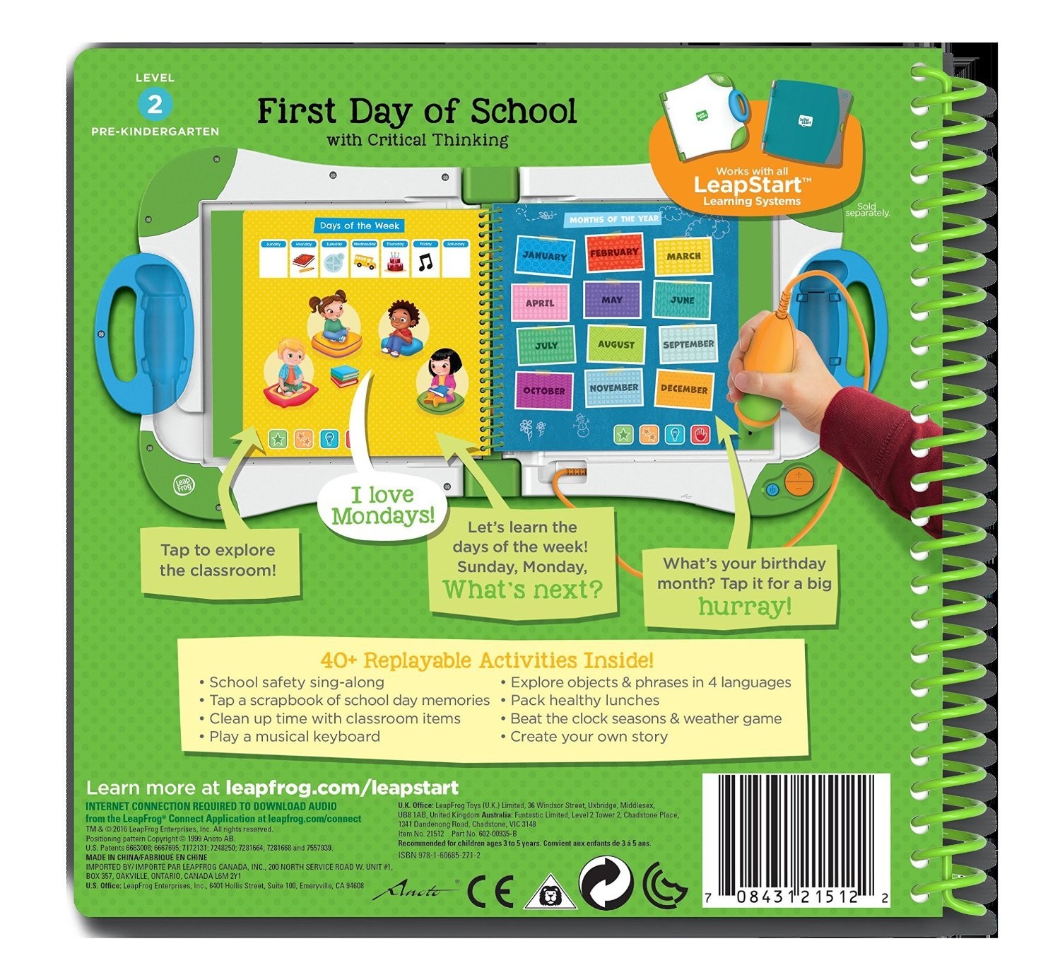 Leapfrog Level 2 First Day Of School Interactive Activity Book For Kids