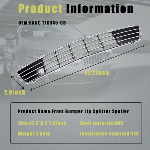 Front Bumper Lower Grill Compatible with Lincoln MKS 2009-2012 Grille Bumper